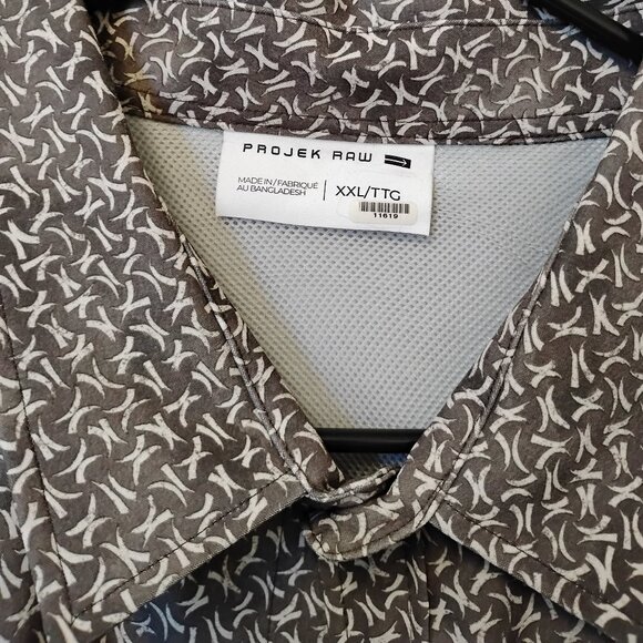Projek Raw Brown Abstract Print 4 Way Stretch Short Sleeve Button Up Shirt - Picture 4 of 4